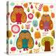 Seamless Pattern with Owls-Molesko Studio-Stretched Canvas