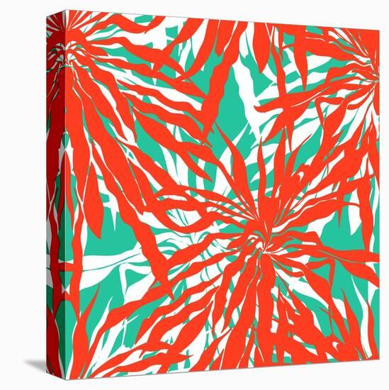 Seamless Pattern with Tropical Palm Leaves-tukkki-Stretched Canvas