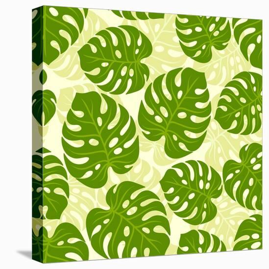 Seamless Tropical Pattern with Stylized Monstera Leaves-incomible-Stretched Canvas