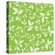Seamless White Floral Pattern on Green-Naddiya-Stretched Canvas