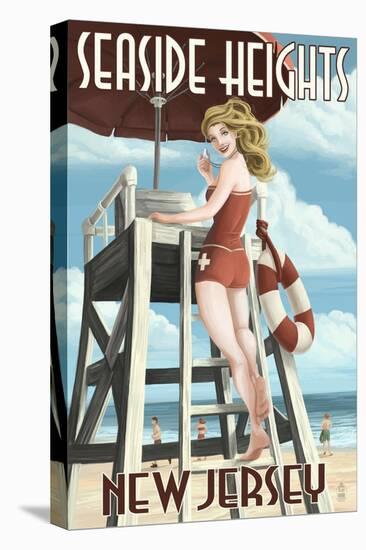 Seaside Heights, New Jersey - Lifeguard Pinup Girl-Lantern Press-Stretched Canvas