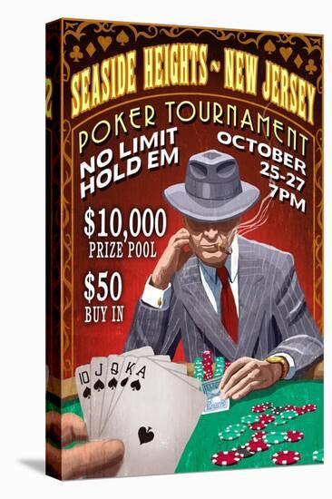 Seaside Heights, New Jersey - Poker Tournament Vintage Sign-Lantern Press-Stretched Canvas