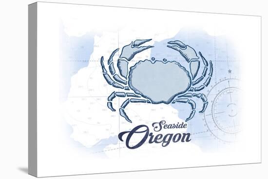 Seaside, Oregon - Crab - Blue - Coastal Icon-Lantern Press-Stretched Canvas