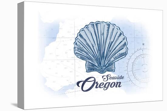 Seaside, Oregon - Scallop Shell - Blue - Coastal Icon-Lantern Press-Stretched Canvas