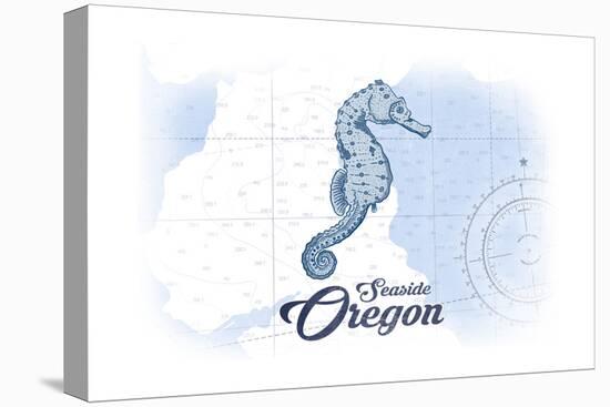 Seaside, Oregon - Seahorse - Blue - Coastal Icon-Lantern Press-Stretched Canvas