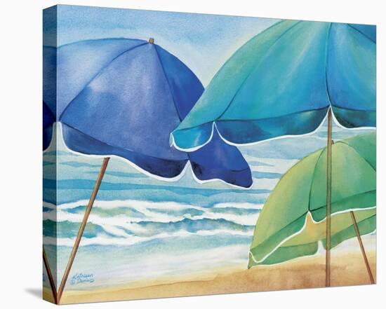 Seaside Umbrellas-Kathleen Denis-Stretched Canvas