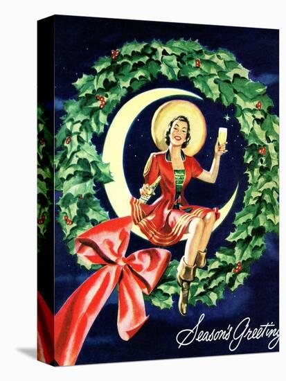 "Seasons Greetings" Retro Christmas Beer Advertisement-Piddix-Stretched Canvas