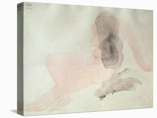 Seated Nude with Dishevelled Hair (W/C on Paper)-Auguste Rodin-Premier Image Canvas