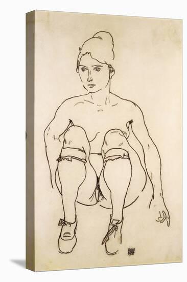 Seated Nude with Shoes and Stockings-Egon Schiele-Premier Image Canvas