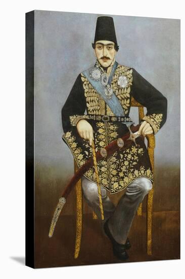Seated Portrait of Nasir Al-Din Shah Qajar Persia, circa 1850-1870-null-Premier Image Canvas