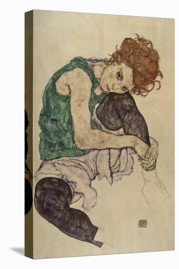 Seated Woman with Bent Knee, 1917-Egon Schiele-Premier Image Canvas