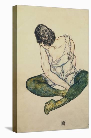 Seated Woman with Green Stockings-Egon Schiele-Premier Image Canvas