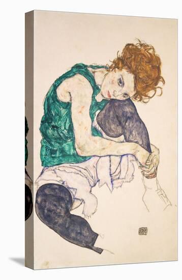 Seated Woman with Legs Drawn Up (Adele Herms), 1917-Egon Schiele-Stretched Canvas