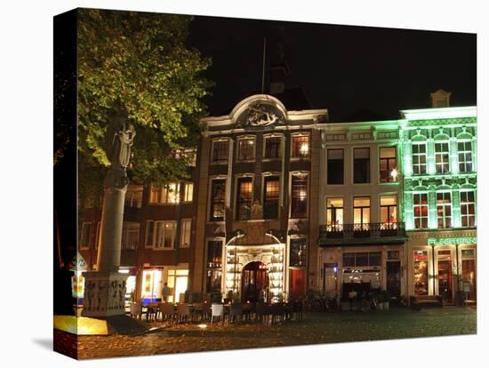 Seats Outside a Cafe-Restaurant at the Grote Markt (Big Market) Square at Night, Breda, Noord-Braba-Stuart Forster-Premier Image Canvas