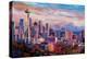 Seattle Skyline with Space Needle and Mt Rainier-Martina Bleichner-Stretched Canvas
