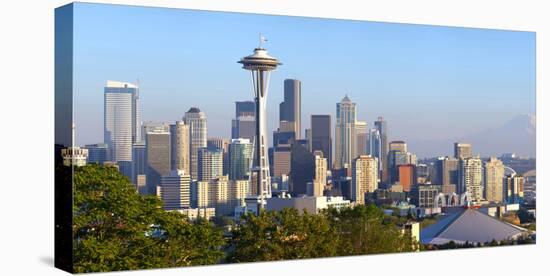 Seattle Skylines with Mt Rainier in Background, King County, Washington State, USA-null-Premier Image Canvas