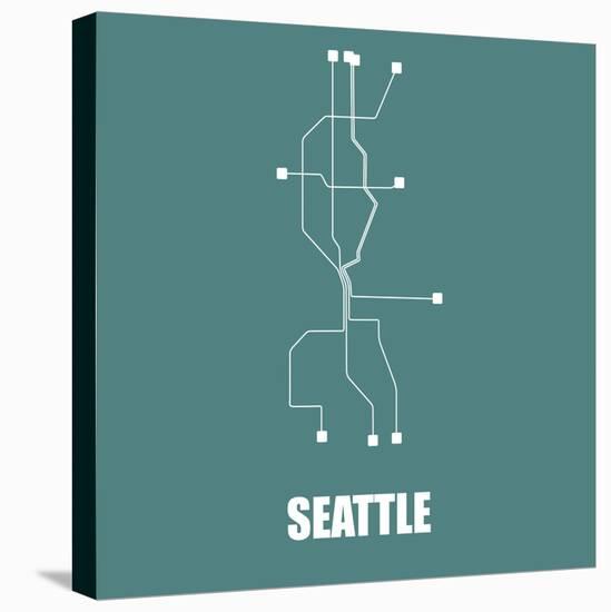 Seattle Teal Subway Map-null-Stretched Canvas