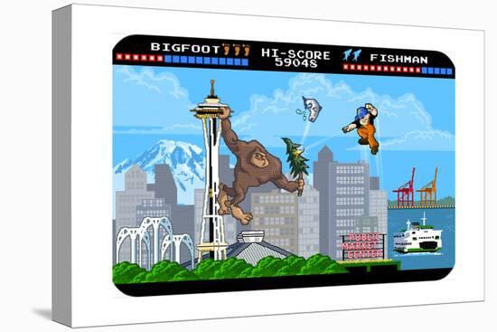 Seattle, Washington - 8 Bit-Lantern Press-Stretched Canvas