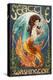 Seattle, Washington - Mermaid Scene-Lantern Press-Stretched Canvas