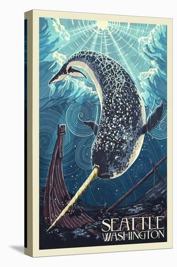 Seattle, Washington - Narwhal-Lantern Press-Stretched Canvas