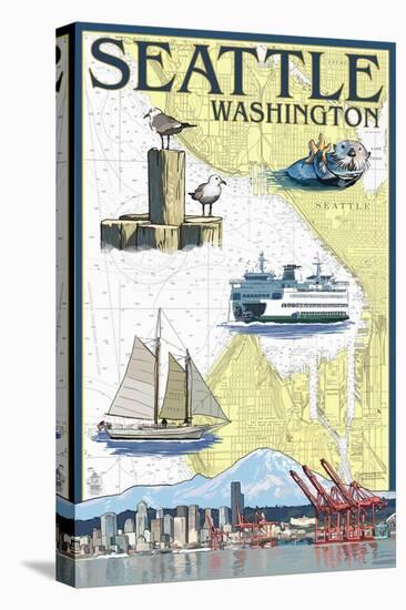 Seattle, Washington - Nautical Chart-Lantern Press-Stretched Canvas