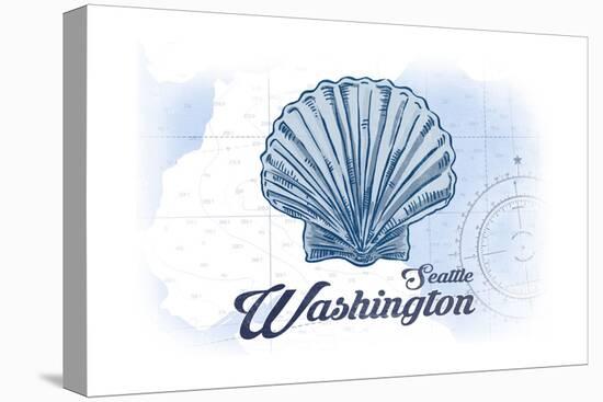 Seattle, Washington - Scallop Shell - Blue - Coastal Icon-Lantern Press-Stretched Canvas