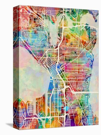 Seattle Washington Street Map-Tompsett Michael-Stretched Canvas