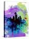 Seattle Watercolor Skyline 1-NaxArt-Stretched Canvas