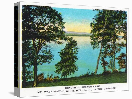 Sebago Lake, Maine, View of Lake, Mt. Washington in the Distance-Lantern Press-Stretched Canvas