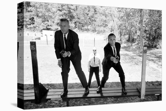 Secret Service Agents Shooting While Instructor Watches, National Arboretum, Washington DC, 1968-Stan Wayman-Premier Image Canvas