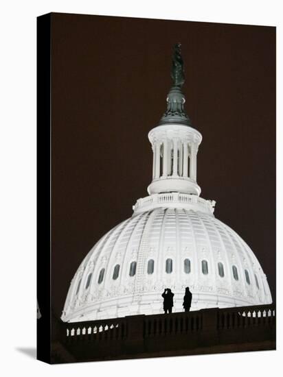 Security Agents Stand Watch on the Roof of the U.S. Capitol-null-Premier Image Canvas
