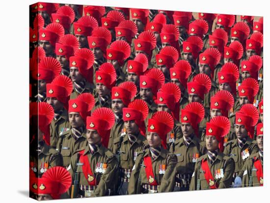 Security Personnel March at the Republic Day Parade in New Delhi, India, Friday, January 26, 2007-Mustafa Quraishi-Premier Image Canvas
