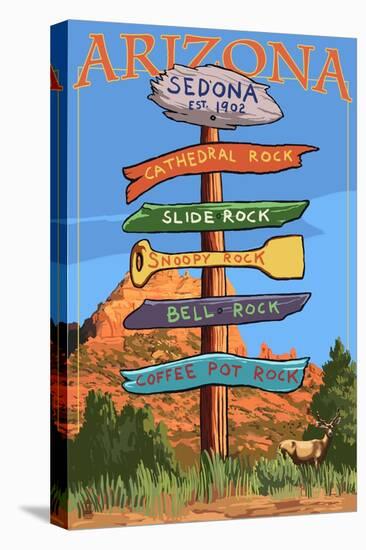 Sedona Arizona - Destination Signpost (Rock List)-Lantern Press-Stretched Canvas