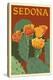 Sedona, Arizona - Prickly Pear Cactus - Letterpress-Lantern Press-Stretched Canvas