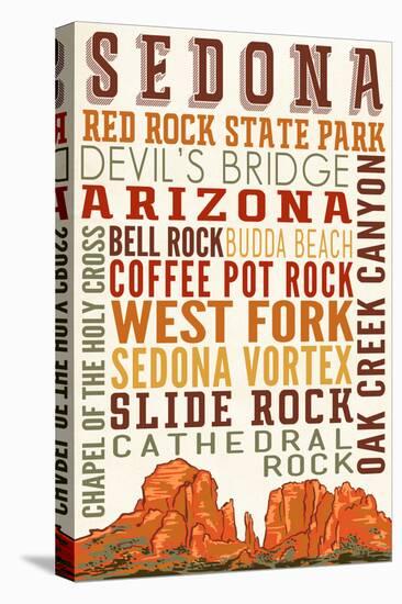 Sedona, Arizona - Typography (Version 2)-Lantern Press-Stretched Canvas