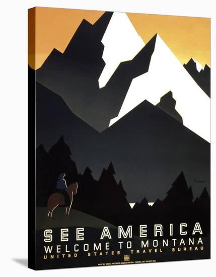 See America - Welcome to Montana II-Vintage Reproduction-Stretched Canvas