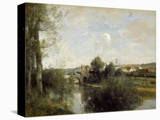 Seine and Old Bridge at Limay, 1872-Jean-Baptiste-Camille Corot-Premier Image Canvas