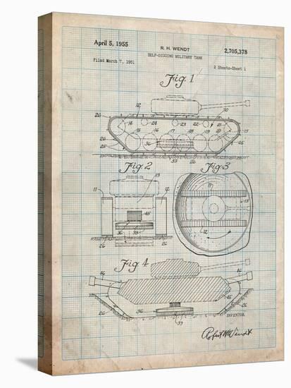 Self Digging Military Tank Patent-Cole Borders-Stretched Canvas