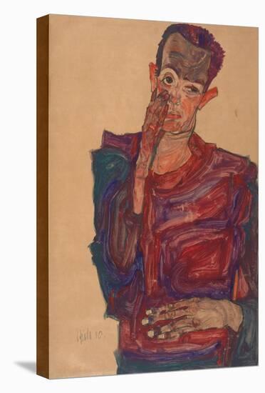 Self-Portrait with Eyelid Pulled Down, 1910-Egon Schiele-Stretched Canvas