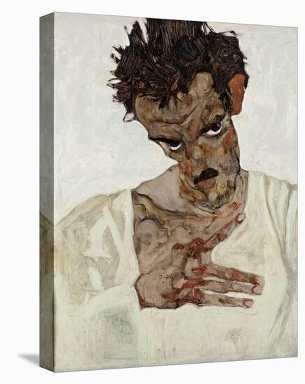 Self-Portrait with Lowered Head-Egon Schiele-Stretched Canvas