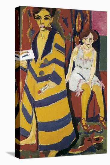 Self-Portrait with Model-Ernst Ludwig Kirchner-Stretched Canvas