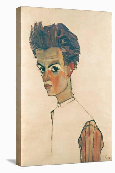 Self-Portrait with Striped Shirt, 1910-Egon Schiele-Premier Image Canvas