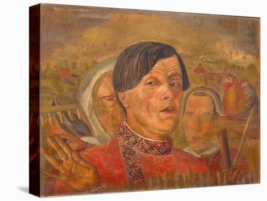 Self-Portrait with the Cock and the Hen, C. 1924-Boris Dmitryevich Grigoriev-Premier Image Canvas