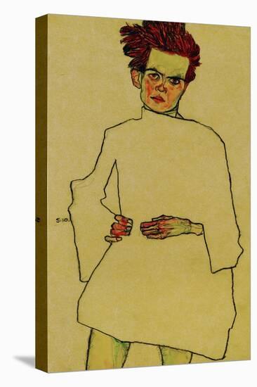 Selfportrait with Shirt, 1910-Egon Schiele-Premier Image Canvas