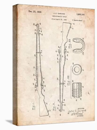 Semi Automatic Rifle Patent-Cole Borders-Stretched Canvas