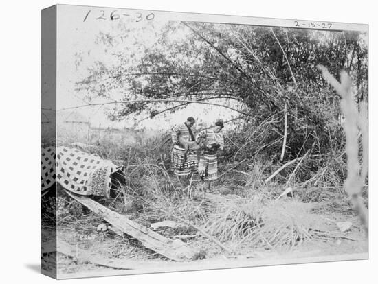Seminole Indians with a Captured Alligator-American Photographer-Premier Image Canvas