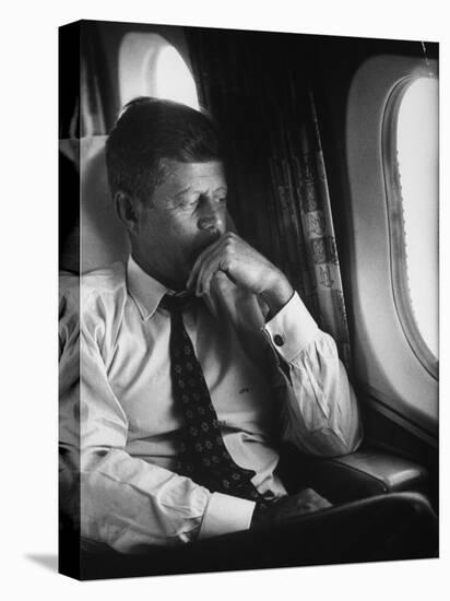 Sen. John F. Kennedy on His Private Plane During His Presidential Campaign-null-Premier Image Canvas
