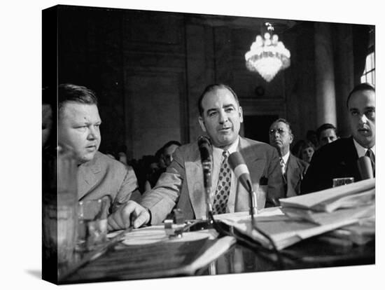 Sen. Joseph R. McCarthy Sitting with His Lawyer Roy M. Cohn During the Army-McCarthy Hearings-Yale Joel-Premier Image Canvas