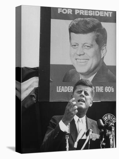 Sen./Pres. Candidate John Kennedy Speaking From Microphoned Podium During His Campaign Tour of TN-Walter Sanders-Premier Image Canvas