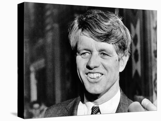 Sen Robert Kennedy Talking with Reporters on This 42nd Birthday, Nov 20, 1967-null-Stretched Canvas